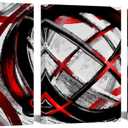 LevvArts Abstract Canvas Wall Art Black and Red Painting Decor Modern Line Art Work Framed for Bedroom Bathroom Decorations (Red)