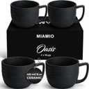 MIAMIO  15 oz Coffee Mugs/Mug Set of 4 - Ceramic Mug for Coffee, Latte, Cappuccino, and Tea - Oasis Collection (Black)
