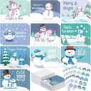 Yeaqee 100 Pack Winter Christmas Cards with Envelopes and Stickers Cute Snowman Greeting Cards Bulk for Christmas Winter Party Supplies Holiday Gifts