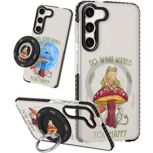 for Samsung Galaxy S23 Plus Case for Women - Girls Cute Design Compatible with Magsafe Magnetic Ring Holder Stand Mushroom Frog Phone Covers Aesthetic Girly TPU Funda for S23 Plus