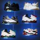 OAPRIRE Floating Shoe Display Shelf Set of 6 with Lights, Glow Color Changing Wall Shelf, Sturdy and Easy to Install Levitating Sneaker Shelves, Your Top Shoes for Bedroom, Hallways, etc Clear (Non-APP Control of Light)