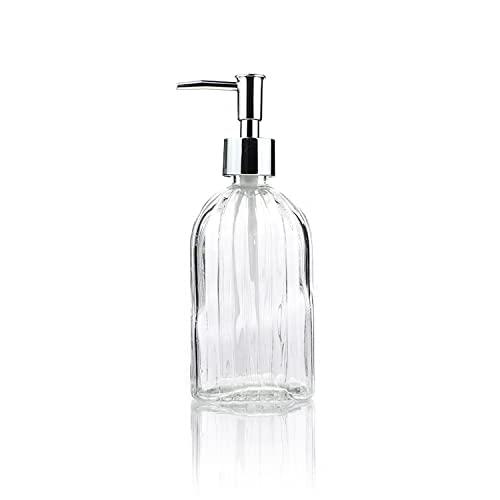URBAN HABITAT Square Bottom Embossed Bottom Soap Pump, 13 Oz, Clear