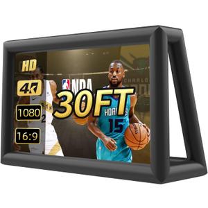 Inflatable Screen Outdoor 30ft with Air Blower, Extra Large Blow Up Projector Screen for Outside Movie Nights Home Theater Backyards Pool BBQ Party Fun, Supports Front and Rear Projection