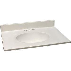 Design House Vanity Top with Sink, 4 in Backsplash, Cultured Marble, Centerset, Ivory, 31 in W x 19 in D x 10.45 in H, 586289