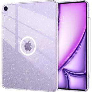 DUEDUE Magnetic Case for iPad Air 11-inch M4/M3/M2 (2026/2025/2024), iPad Air 5th/4th Generation (2022/2020) 10.9 Inch Case, Glitter Sparkle Slim Cover Transparent iPad Back Shell, Clear/Glitter