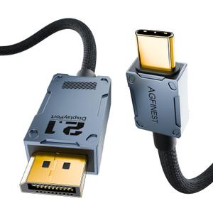 USB C to DisplayPort 2.1 Cable,[16K@30Hz 8K@120Hz 4K@240Hz], 80Gbps Unidirectional Transmission Compatible with MacBook Pro,iPhone 16/15 Plus Pro, iPad (6.6FT)