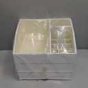 VLANDO Makeup Organizer for Vanity,Large Capacity Countertop Organizer with Drawers, PU Leather Cosmetic Display Case for Lipstick,Brushes,Skincare,Nail polish and Bedroom Storage (White) (3 layers-White)