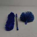 Cobweb Duster with Extension Pole, Washable Cleaning Duster Kit with 2 Duster Heads, Cobweb Duster, Corner Brush, 15-100 Inch Long Aluminum Telescoping Pole for Ceiling Fan (Blue)