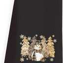 Christmas Snowman Gifts Kitchen Towels, Black and Gold Xmas Tea Dish Towels for Kitchen Bar Decor, Christmas Snowamn Hand Towels for Bathroom Washroom Decor, 16x24 Inch