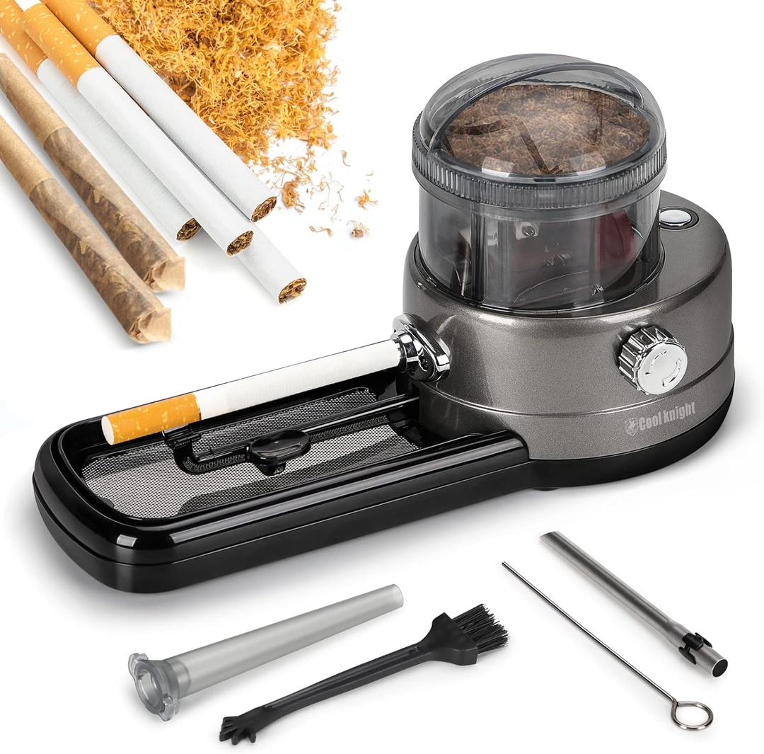 COOL KNIGHT Electric Cigarette Rolling Machine, Portable Tobacco Injector Machine can Grind Filled with Herb, Tobacco, etc. Suitable for Cigarette Tubes and Rolling Papers (Dark Grey)