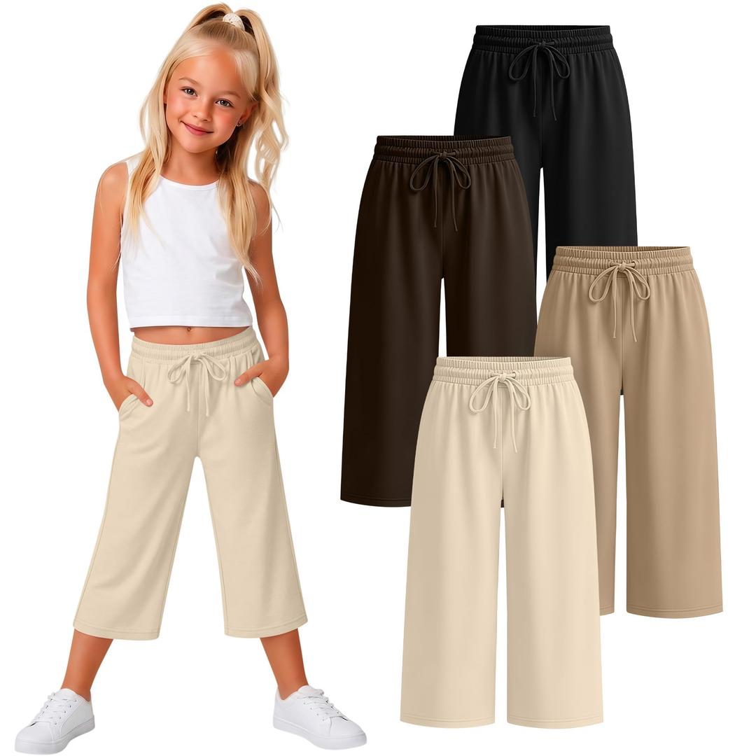 Oakgarden 4 Pack Girls' Capri Pants, 4-Color, 11-12 Years