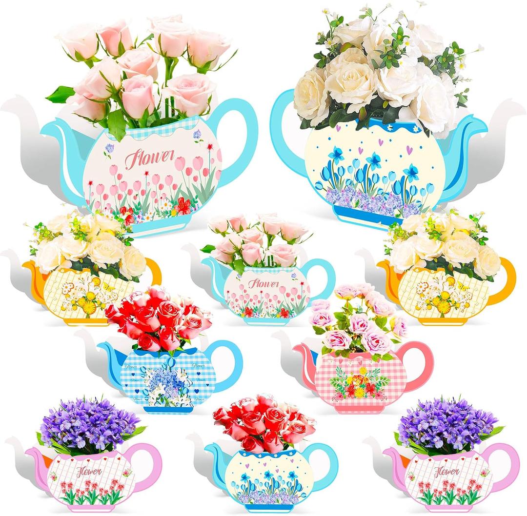 LaVenty 12 PCS Floral Tea Party Favor Lets Par tea Party Supplies Tea Party Decorations Princess Party Flower Boxes Centerpiece Floral Teapot Centerpiece