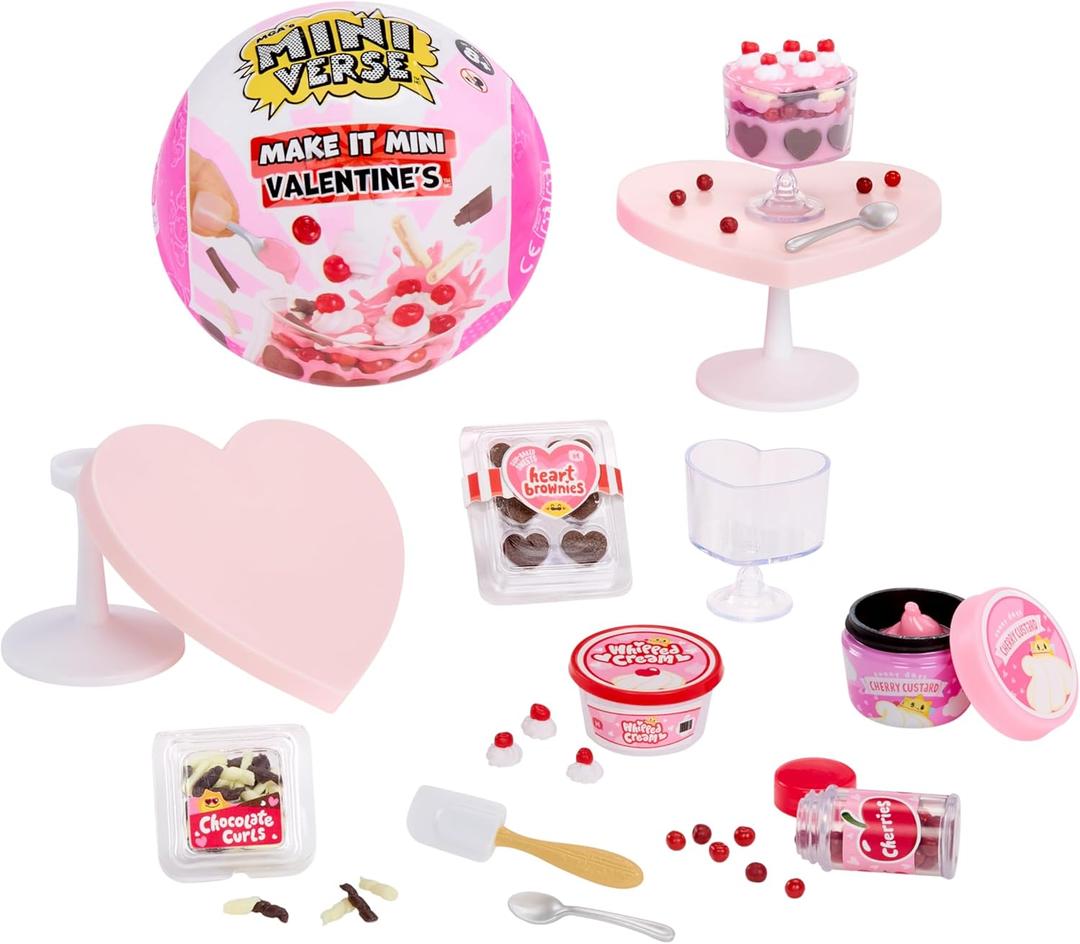 MGA's Miniverse Make It Mini Valentine's Mini Collectibles, Blind Pack, Valentine's Day, Seasonal, Sweetheart, DIY, Crafts, Resin, Replica Food, Not Edible, Collectors, 8+