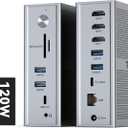 TobenONE DisplayLink Docking Station 3 Monitors, 14-in-1 USB C Triple Monitor Docking Station for M1 M2 M3 M4 MacBook/Mac mini, Windows, Chrome (3HDMI, 120W Power Supply, 5 USB, Ethernet, SD/Micro SD