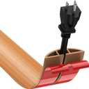 CrocSee 6ft Self-Adhesive Floor Cord Cover for Wires, Low Profile Cord Hider Cable Management, Trimmable PVC Cord Protector - Cord Cavity = 0.47" (W) x 0.29" (H) - Wood Brown