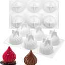 Cone Onion Bun Chocolate Molds, 6-Cavity Cyclone Silicone Mold for Mousse Cake Jelly Candy Soap Candle,10.6 x 6.7 x 2.76 Inches
