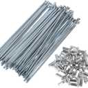 48 Set 10G J Bend Bicycle Spokes 10G Bike Wheel Spokes Carbon Steel Galvanized Silver Tone