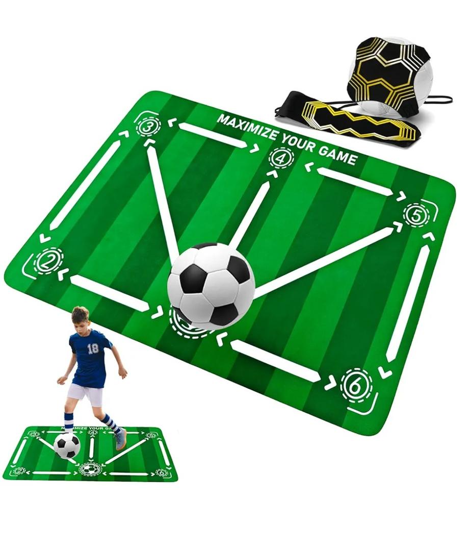 Soccer Training Mat with Adjustable Soccer Trainer - Non-Slip Soccer Training Equipment for Kids Youth to Boost Speed, Strength & Coordination | Soccer Trainer for Indoor/Outdoor Drills Soccer Training Mat with Adjustable Soccer Trainer - Non-Slip Soccer Training Equipment for Kids Youth to Boost Speed, Strength & Coordination | Soccer Trainer for Indoor/Outdoor Drills