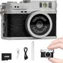 Mini Keychain Camera, Small Retro Snap, 1080P Tiny Digital Camera with 32GB Card, Vintage Nostalgia Pocket Video Recorder Vlogging Photo for Travel Study (Black)