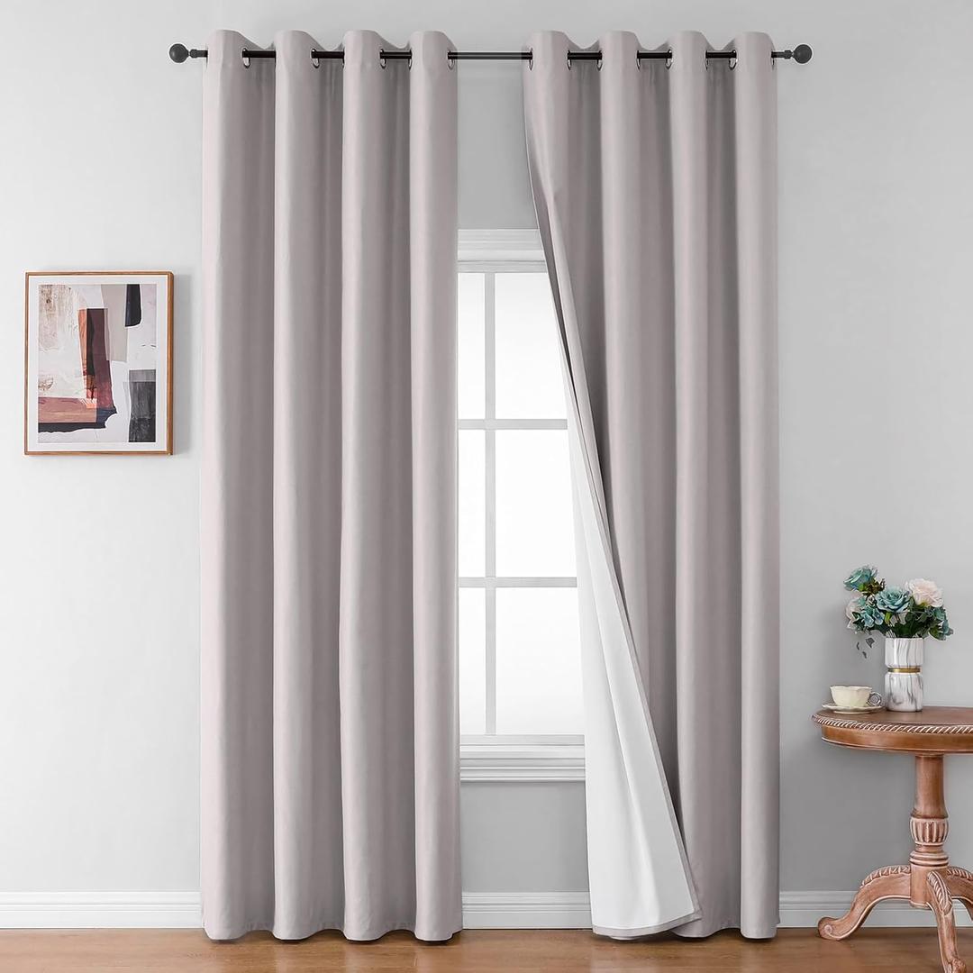 Joydeco Linen Blackout Curtains for Bedroom 72 Inches Long Grommet Heavy Duty Living Room Drapes Thermal Insulated Noise Reduce Cancelling Curtains 1 Panels W52 x L72 Inch Natural