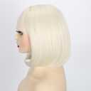 Svolna White Blonde Short Bob Wig with Bangs, Platinum Blonde Synthetic Straight Hair Wigs for Women, 14 Inch Cosplay Costume Bob Wig (613#)