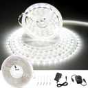 CT CAPETRONIX White LED Strip Light, 49.2 Feet 24 Volt LED Light Strip White, 6000K Daylight Super Bright LED Tape Light for Bedroom, Kitchen, Closet, Cabinet, Mirror, Indoor(Dimmer Included)