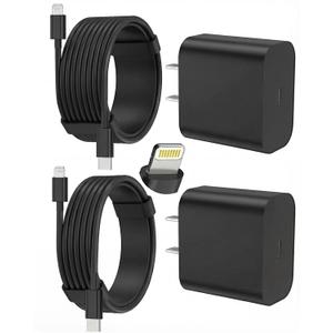 FEEL2NICE iPhone Charger Fast Charging 2 Pack Type C Wall Charger Block with 2 Pack [6FT&10FT] Long USB C to Lightning Cable for iPhone 14/13/12/12 Pro Max/11/Xs Max/XR/X,AirPods Pro,Black