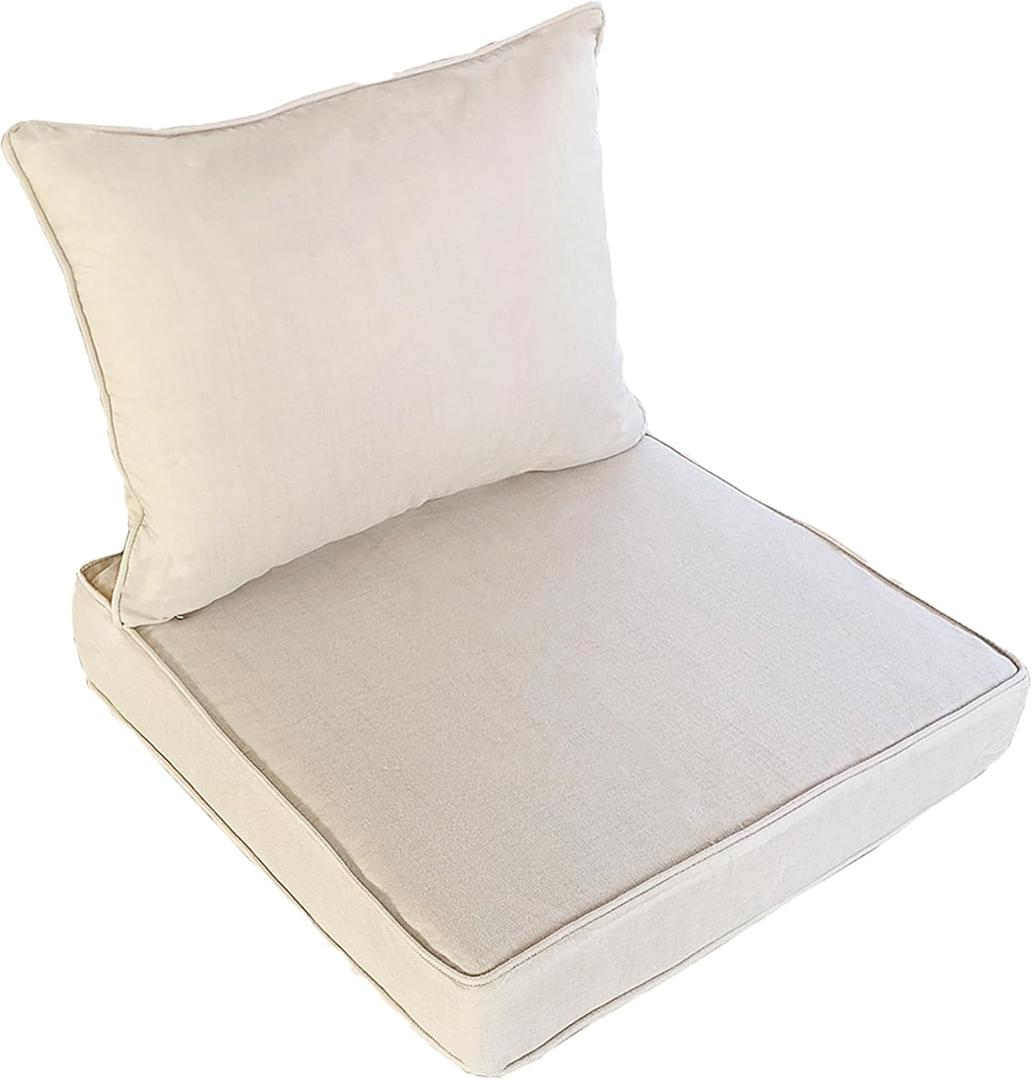 Outdoor Chair Cushions for Patio Furniture,25x25x5 Replacement Couch Cushion Set for Wicker Glider Rocking Chairs Loveseat Sectional Sofa,Thick Out Door Chair Pad Weather Fade Resistant,Sand Beige