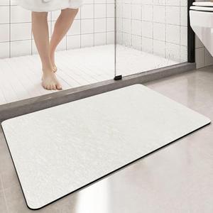 3 Pack Diatomaceous Earth Bath mat Bathroom Rugs Super Absorbent Quick Dry Non Slip Bath Mat Thin Bathroom Floor Mats Fit Under Door-Shower Rug for in Front of Bathtub Shower, Grey, 15.7"*31.4"