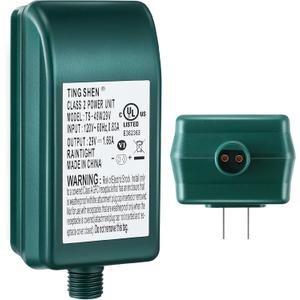 Enhon 29V LED Power Supply, UL Certification LED Transformer Replacement Class 2 Power Supply, Low Voltage Transformer US Plug Adapter for Christmas Tree Light, Green, Right Positive(TS-48W29V)