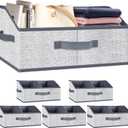 Closet Storage Bins 6 Pack, Large Closet Organizer Baskets with Divider & Handles,Trapezoid Fabric Shelf Organizers, Collapsible Storage Cubes for Clothes, Towels, Toys-Gray