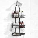 Shower Caddy, Rustproof Shower Shelves Over Shower Head, Extended Length Shower Rack With Soap Holder, Black