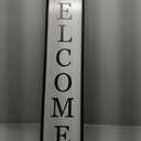 Surfapans Outdoor Welcome Sign for Front Porch Standing Large 2 Sided 45"X9" Wooden Frame Tall Vertical Leaner Long Home Sweet Home Front Door Sign for Rustic Outside Farmhouse Modern Decor (Black) (Black-Wood Sign)