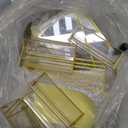 Gold Acrylic Sign Holder 5x7, 16 Pack Wedding Gold Frame Table Number Holders Vertical, Clear Picture Frames Flyer Stands Tables Menu Holder, Double Photo Paper Display Holder for Party, Home, Office