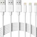 Novtech iPhone Charger Cord -MFi Certified 3Pack 6FT iPhone Cord, 2.4A Fast Charging Cable, USB to Lightning Cable for iPhone 14 Plus 13 12 11 Pro Max Mini SE XR Xs X 8 7 6 6S iPad AirPods, White