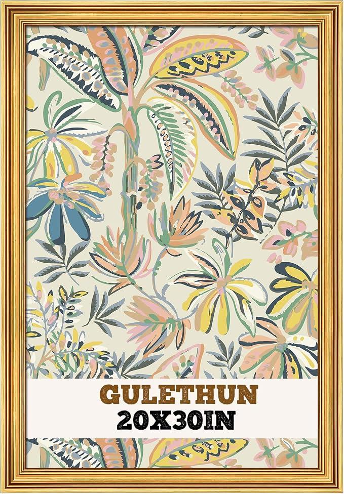 GULETHUN 20x30 Frame, Transitional Modern Design Picture Frames, 20 by 30 Rustic Poster Frame for Home Decor, Gold Vintage Photo Frame, Horizontal or Vertical Display, Choose Size & Color