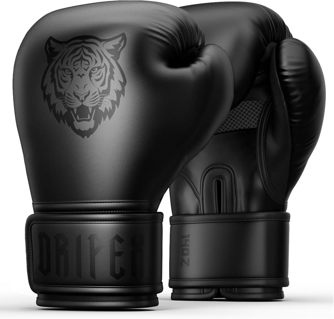 Dripex Boxing Gloves for Men Women Youth, Boxing Training Gloves | for Heavy Bag Workout, Muay Thai, Kickboxing, Sparring Punching6 8 10 12 14 16oz (Black Tiger)