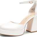 DREAM PAIRS Women's Chunky Platform High Heels Closed Toe Block Ankle Strap Dress Wedding Party Pumps Shoes (6)
