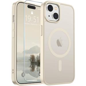 SUPFINE Magnetic for iPhone 15 Case (Compatible with MagSafe) (Military Grade Drop Protection) Slim Translucent Matte Shockproof with Anti-Fingerprint Phone Case,Antique White