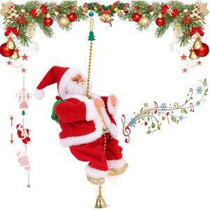 Santa Claus Musical Climbing Rope, Electric Christmas Climbing Santa Rope Decoration Climbing Santa Claus Doll Toy with Christmas Music, Climbing Santa Rope for Home Party Wall Tree Holiday Decoration