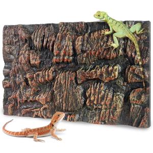 17.7x11.8in Rock Terrarium Background,3D Reptile Tank Background Board,Amphibian Stereo Backdrop Wall,Lizard Snake Gecko Spider Turtle Fish pet silo Background Decorative Panel(Brown)