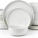 Famiware Milkyway Plates and Bowls Set, 18 Pieces Dinnerware Sets, Dishes Set for 6, White