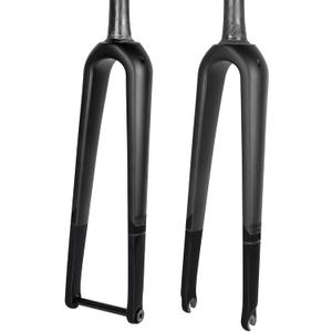 BUCKLOS Gravel 700C Carbon Fiber Road Bike Rigid Fork, QR 9mm/100 * 12mm Thru Axle, 1-1/8 Threadless Tapered Tube Super Light Bicycle Front Forks