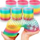 Liberty Imports 6 Pack: Large Magic Rainbow Coil Springs - 4" Classic Plastic Neon Plastic Walking Spring Toy, Bulk Kids Novelty Party Favor Supplies