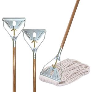 59" Mop Stick Quick Change Commercial Mop Handle Pack of 2 Industrial Mop Steelhead with Wooden Handle Wet Mops for Floor Cleaning Heavy Duty (Quick Change (Pack of 2))