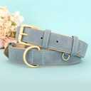 Didog Soft Padded PU Leather Dog Collar, Adjustable Dog Collar for Large Dogs with Durable Metal Buckle and D Ring,Blue,XL