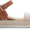 DREAM PAIRS Women's Platform Espadrilles Wedge Sandals, Comfortable Open Toe One Band Sandals for Women Dressy Casual Summer, Size 6
