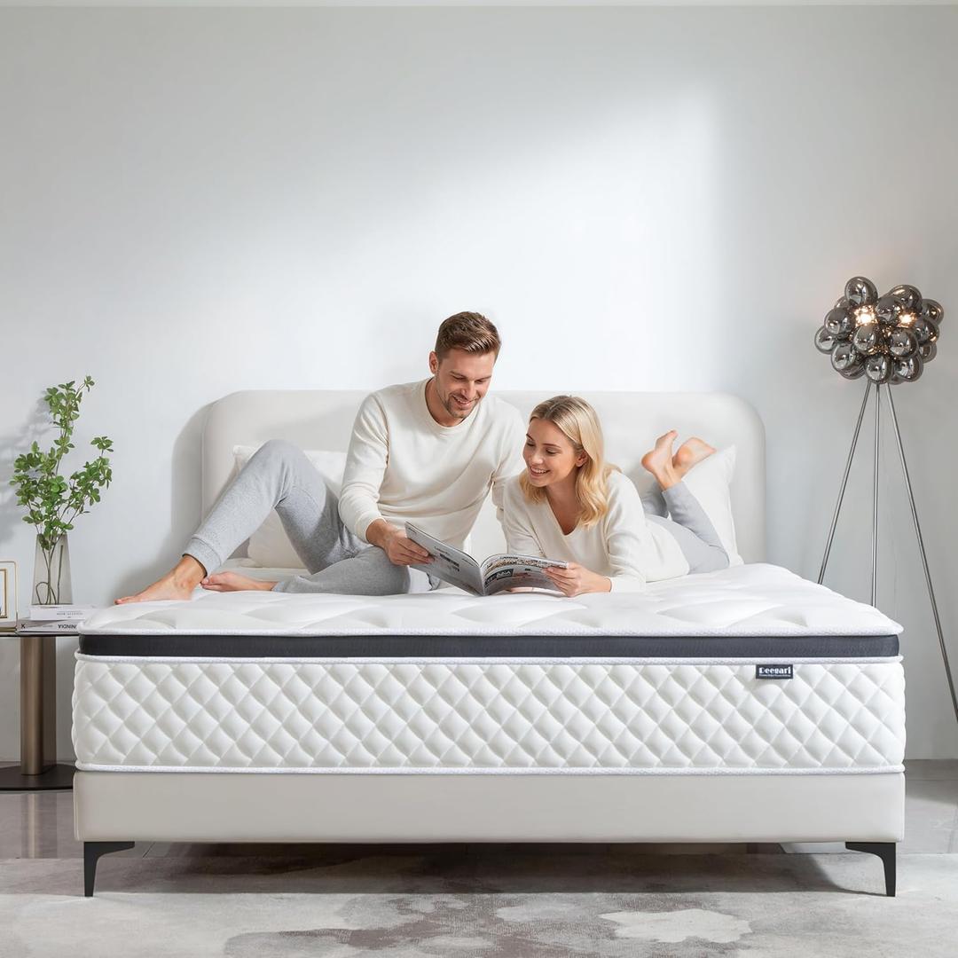 King Mattress,14 Inch King Size Mattress in a Box,Gel Memory Foam and Innerspring Hybrid Mattresses with Individual Pocket Spring for Motion Isolation,Medium Firm Feel,CertiPUR-US