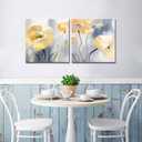 DekHome Elegant Yellow Flowers Canvas Wall Art 2 Piece Yellow Poppy Picture Prints Framed and Stretched Painting Artwork for Modern Office Living Room Guest Room Decoration 24"x24"x2pcs
