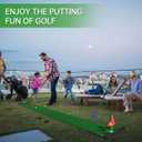 Golf Putting Game Set with Front Border for Indoor & Outdoor,Golf Putting Green Mat Include 4 Balls,1 Portable Bag,2 Flags&Cups,Practice Training Aid for Backyard,Party,Office